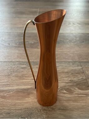 Vintage Copper Pitcher Vase with Brass Handle